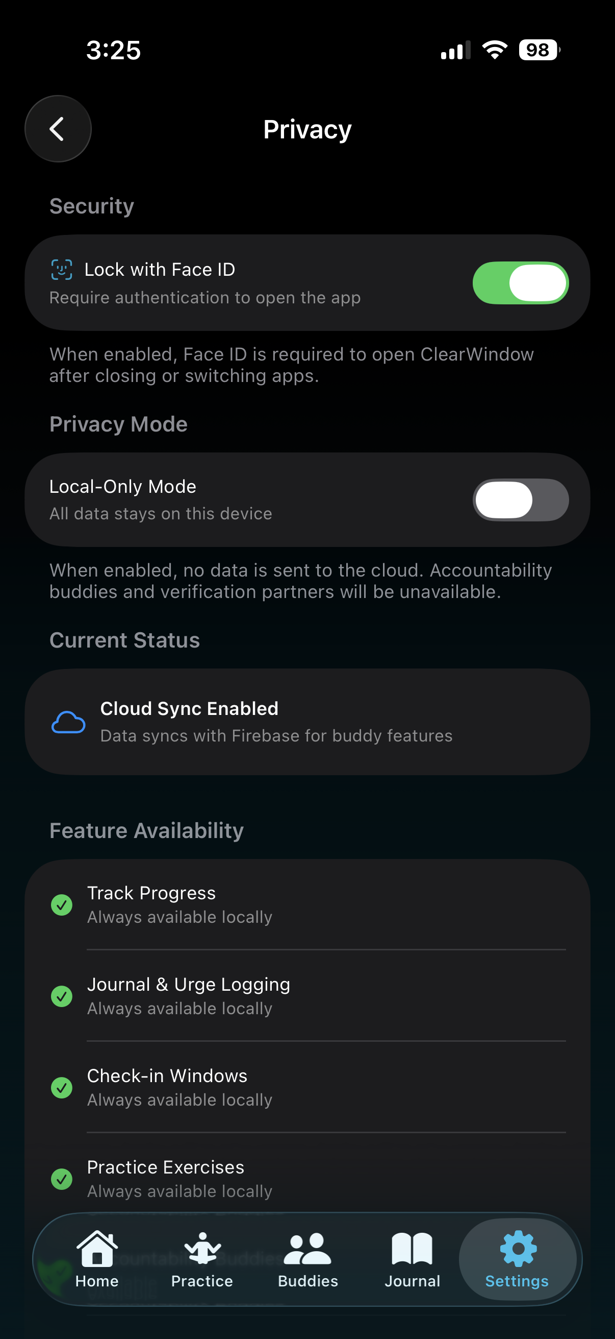 Privacy settings